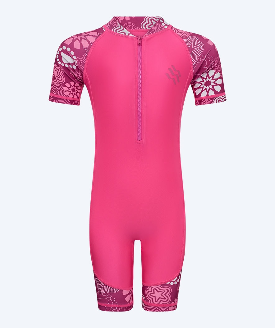 Watery UV-suit for children - Athena Short Sleeve Rashguard - Pink