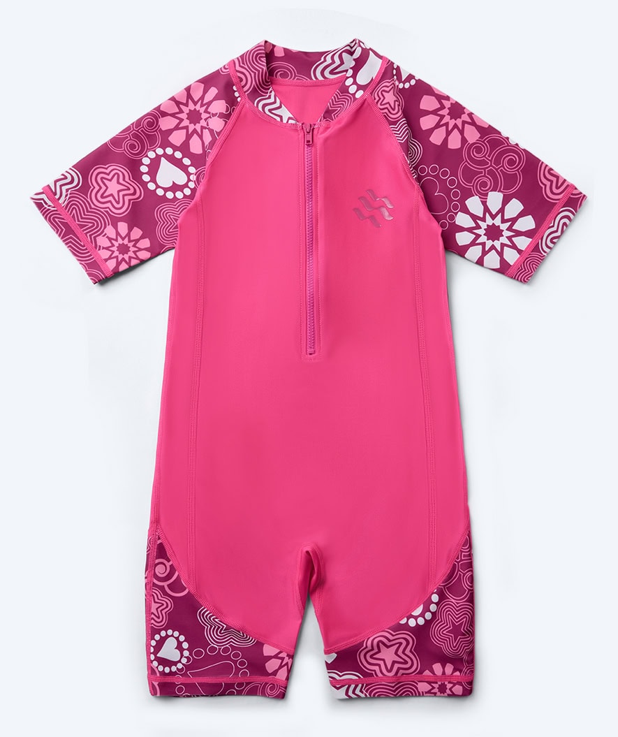 Watery UV-suit for children - Athena Short Sleeve Rashguard - Pink
