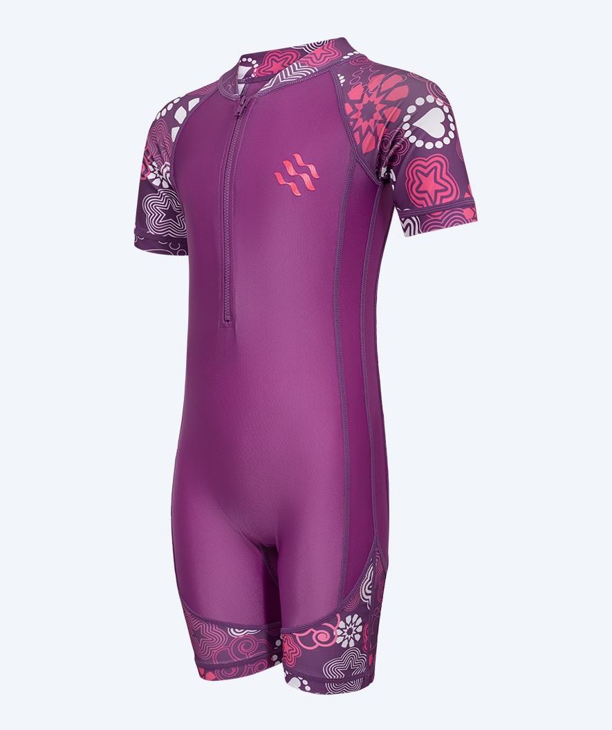 Watery UV-suit for children - Athena Short Sleeve Rashguard - Purple