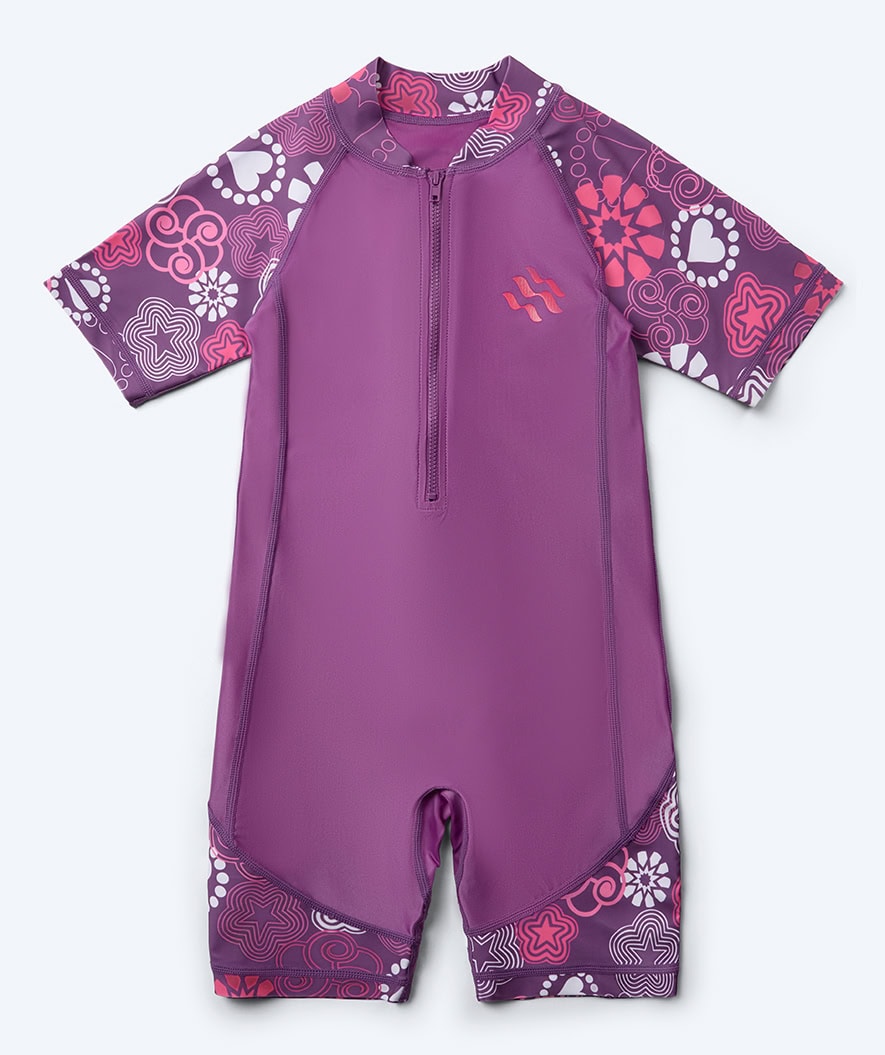 Watery UV-suit for children - Athena Short Sleeve Rashguard - Purple