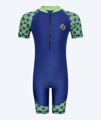 Watery UV-suit for children - Athena Short Sleeve Rashguard - Green/dark blue