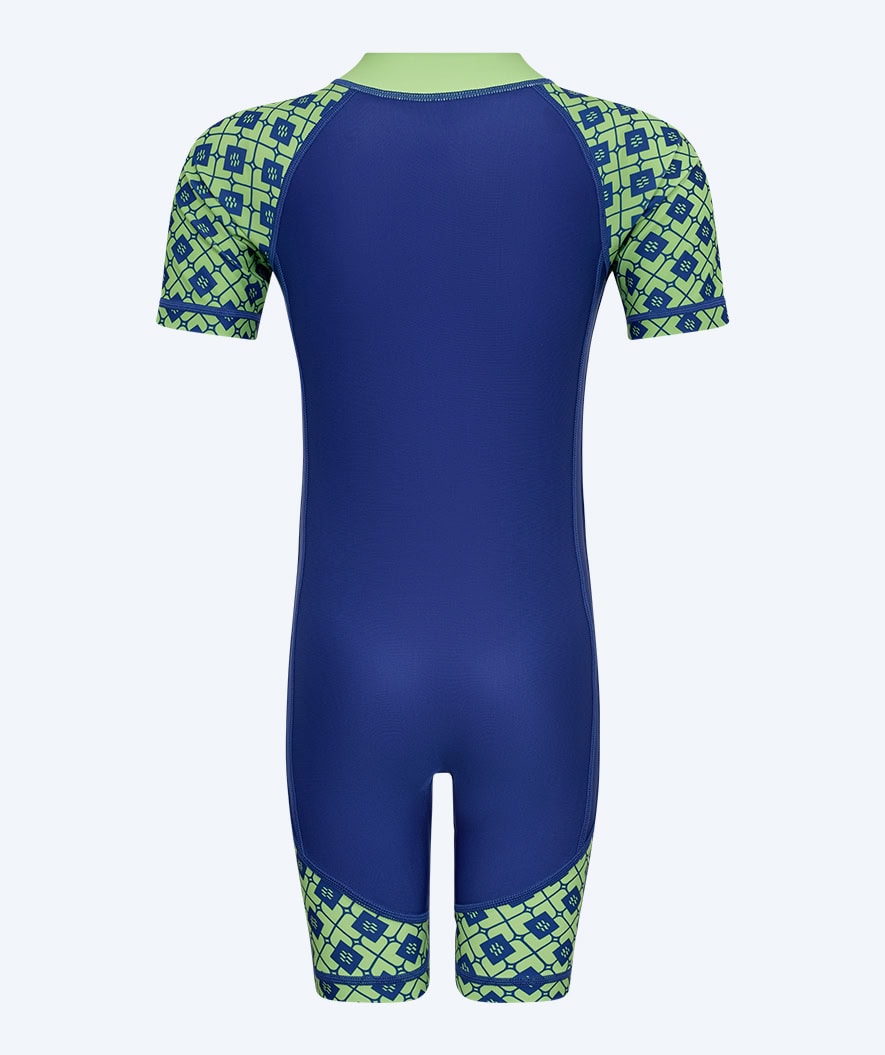 Watery UV-suit for children - Athena Short Sleeve Rashguard - Green/dark blue