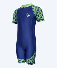 Watery UV-suit for children - Athena Short Sleeve Rashguard - Green/dark blue