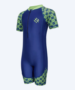 Watery UV-suit for children - Athena Short Sleeve Rashguard - Green/dark blue