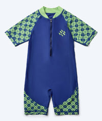 Watery UV-suit for children - Athena Short Sleeve Rashguard - Green/dark blue