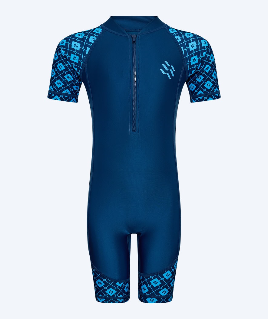 Watery UV-suit for children - Athena Short Sleeve Rashguard - Dark blue