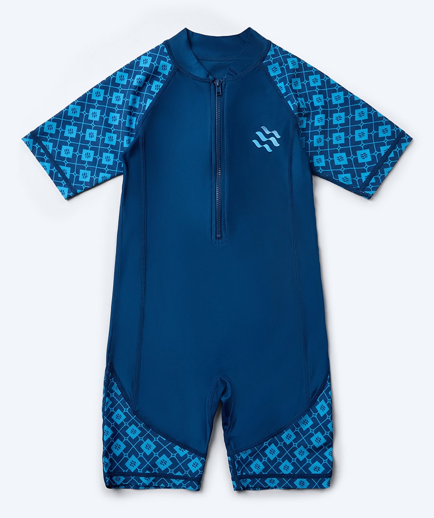 Watery UV-suit for children - Athena Short Sleeve Rashguard - Dark blue