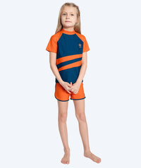 Watery UV-shirt for kids - Manami Short Sleeve Rashguard - Orange/blue