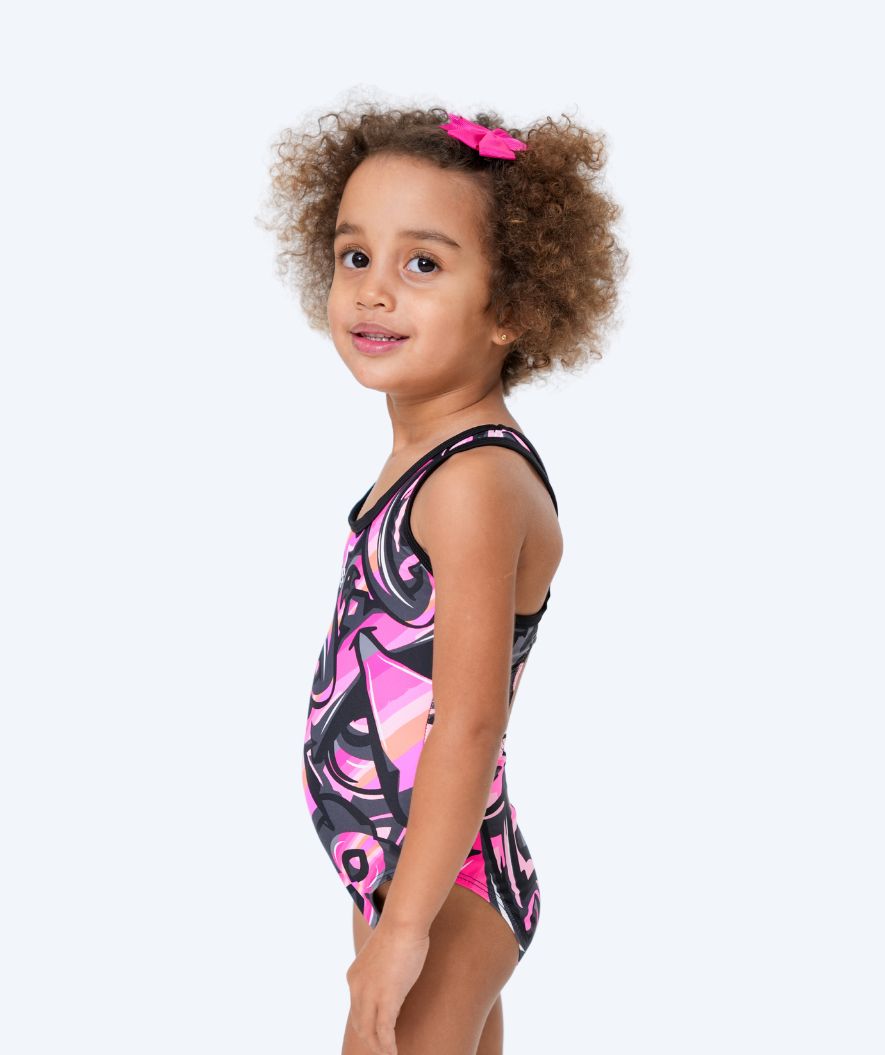 Watery swimsuit for girls - Rodney - Light pink/black
