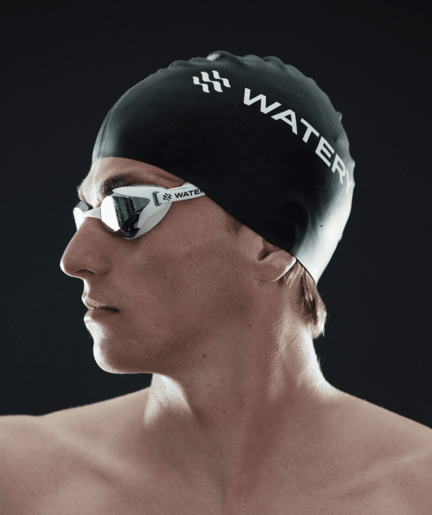 Watery Elite swimming goggles - Poseidon Mirror - White/silver