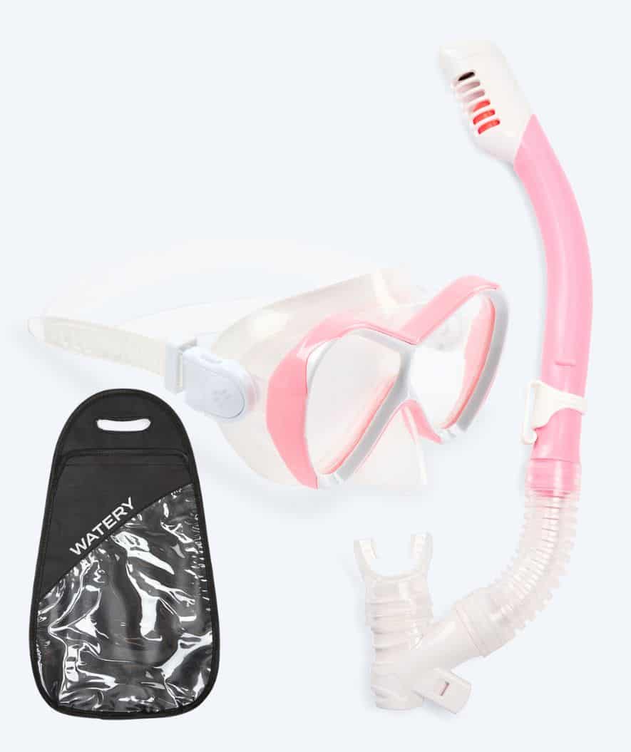 Watery Combo snorkel set for kids - Triton Full-dry - Pink