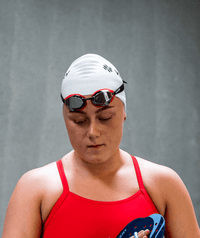 Watery Elite swim goggles - Poseidon Ultra Mirror - Red/silver