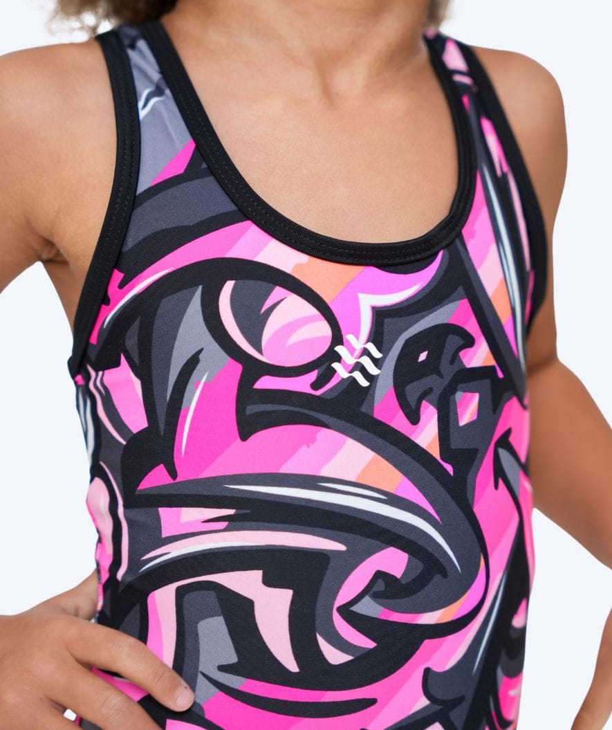 Watery swimsuit for girls - Rodney - Light pink/black