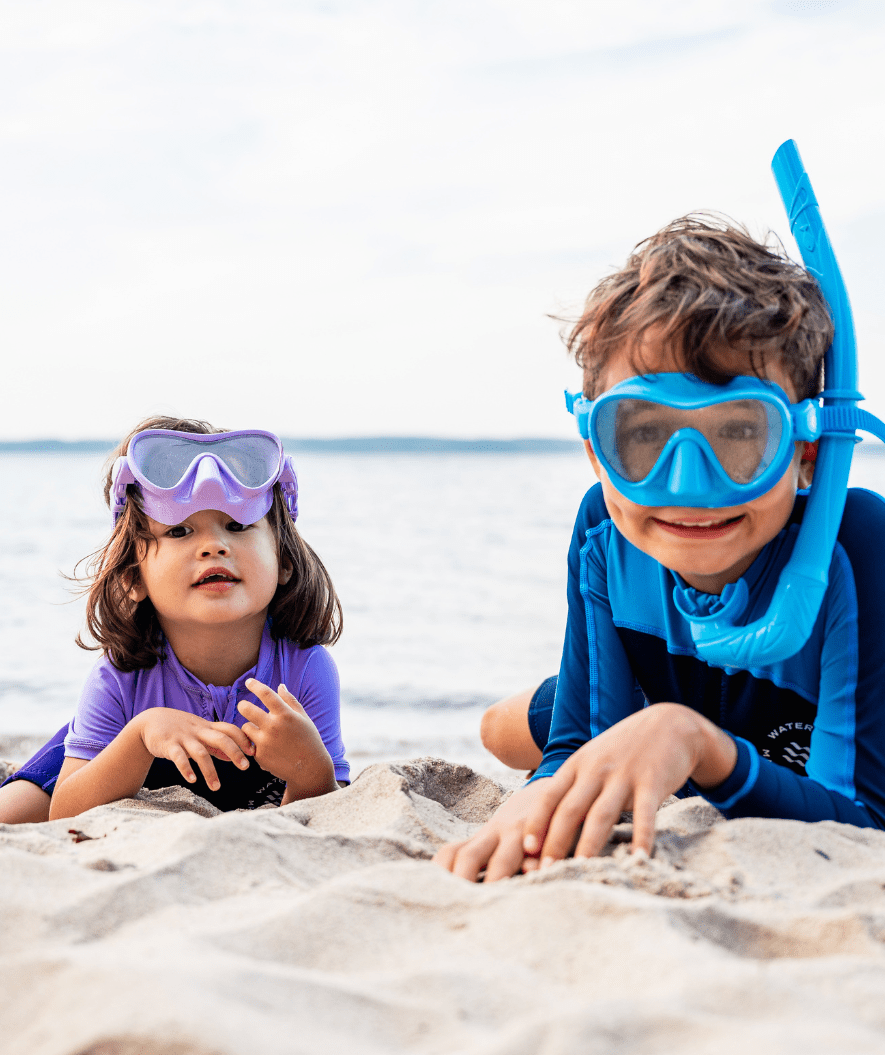 Watery Combo snorkel set for kids - Cliff - Light blue