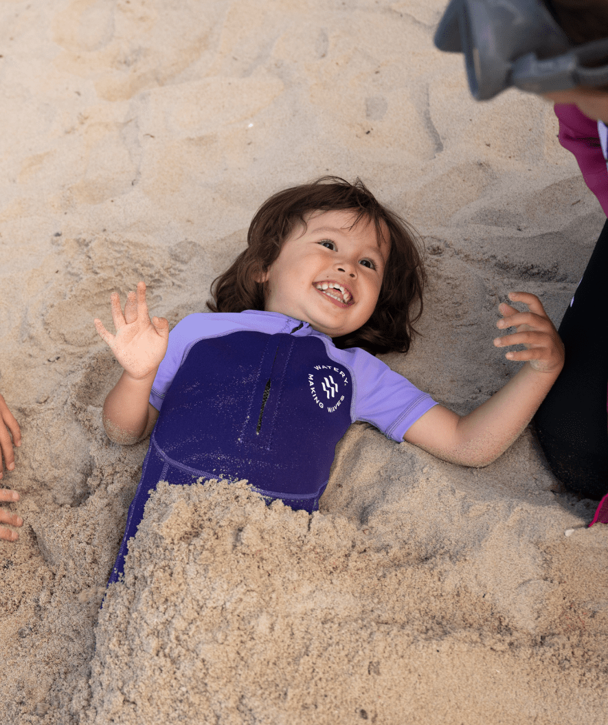 Watery UV wetsuit for kids - Calypso Shorty - Purple