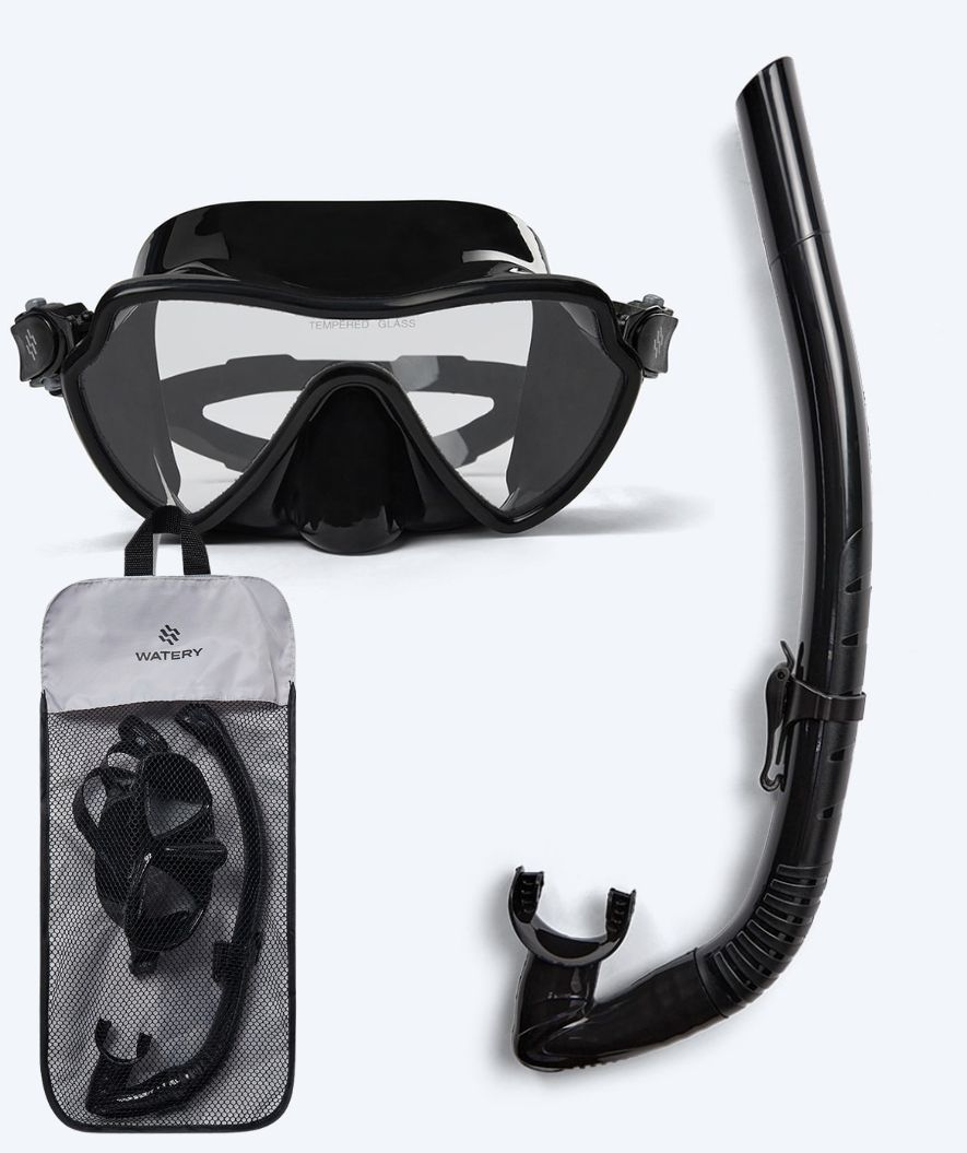 Watery Combo snorkel set for adults (from 15 years) - Fraser/Itzel - Black