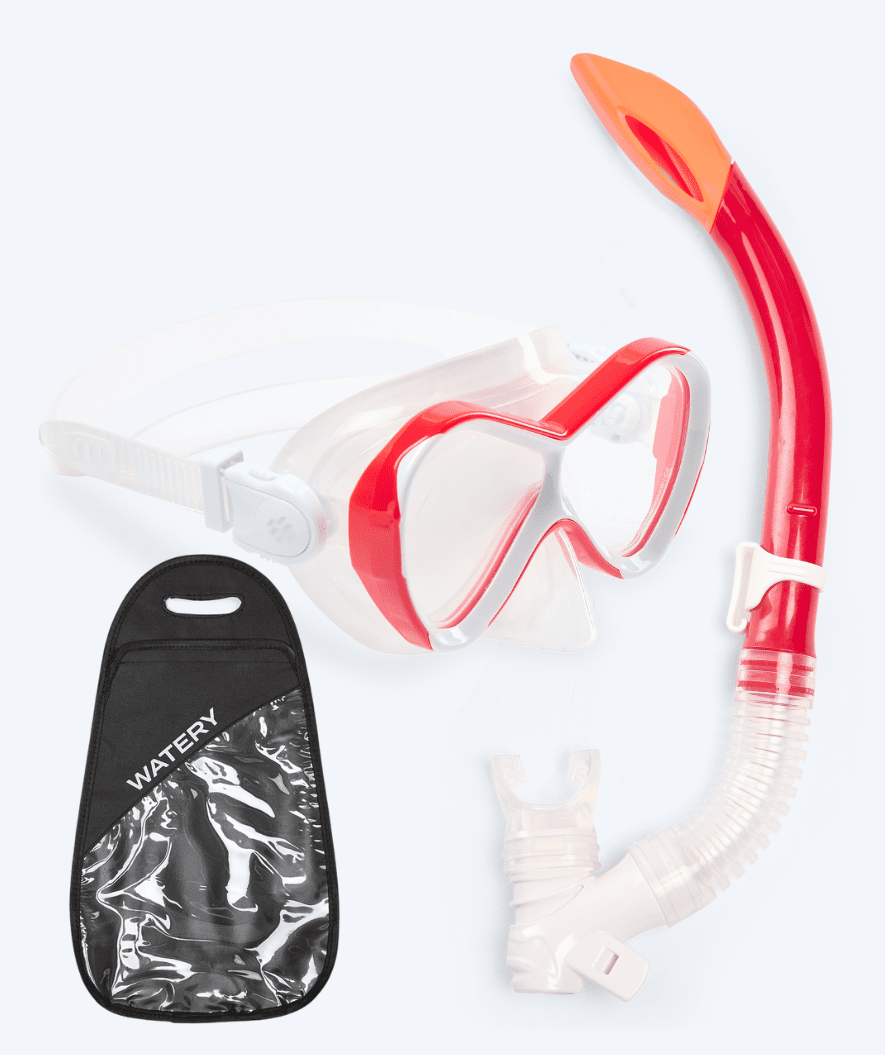 Watery Combo snorkel set for kids - Triton Semi-dry - Red