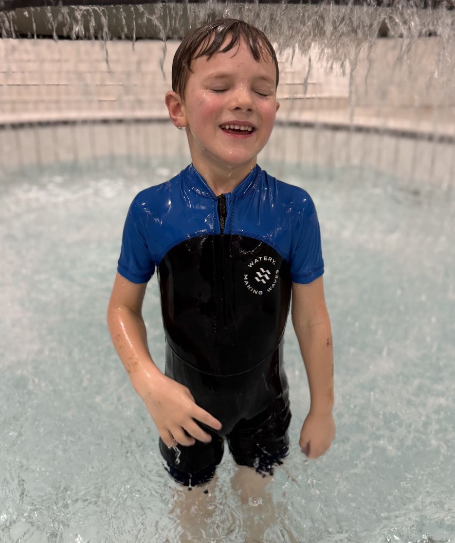 Watery UV wetsuit for kids - Calypso Shorty - Coral/dark blue