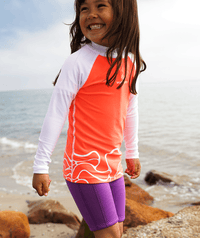 Watery UV shirt for kids - Chilton Short Sleeved Rashguard - Pink/white