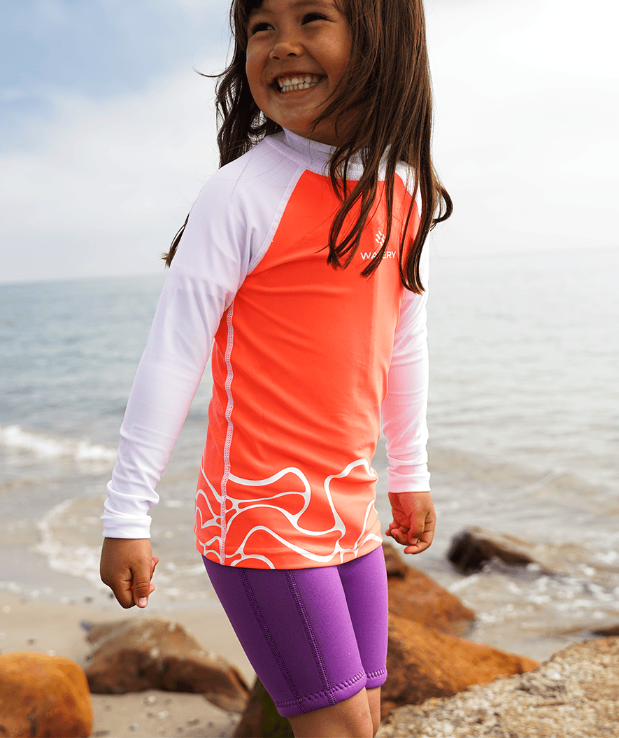 Watery UV shirt for kids - Chilton Short Sleeved Rashguard - Pink/white