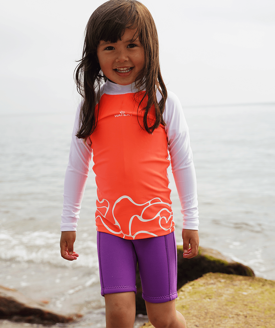 Watery UV-shirt for kids - Chilton Long Sleeve Rashguard - Light pink/white