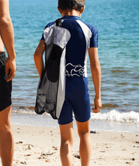 Watery UV shirt for kids - Chilton Short Sleeved Rashguard - Dark blue/white