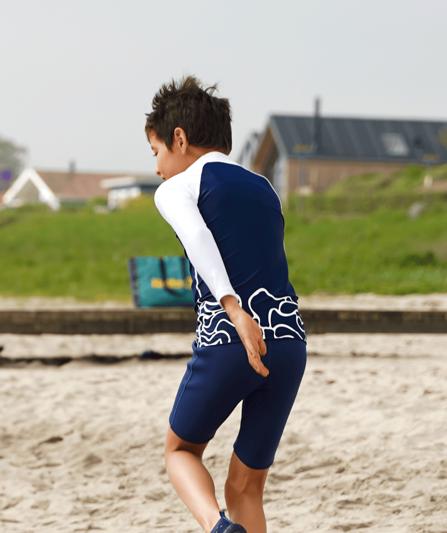 Watery UV shirt for kids - Chilton Long Sleeved Rashguard - Dark blue/white