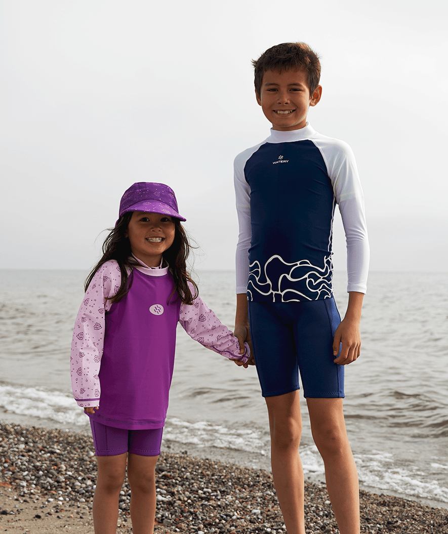 Watery UV-shirt for kids - Chilton Long Sleeve Rashguard - Dark blue/white