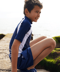 Watery UV shirt for kids - Chilton Short Sleeved Rashguard - Dark blue/white