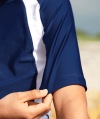 Watery UV shirt for kids - Chilton Short Sleeved Rashguard - Dark blue/white