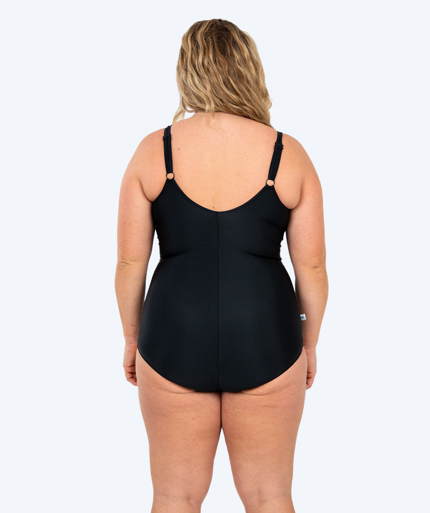 Watery swimsuit plus size for women with flowers - Vale - Black/White
