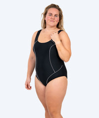 Watery swimsuit in big sizes for women - Tamaya U-Back - Black/white