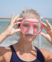Watery diving mask for adults (from 15 years) - Coast - Red/clear