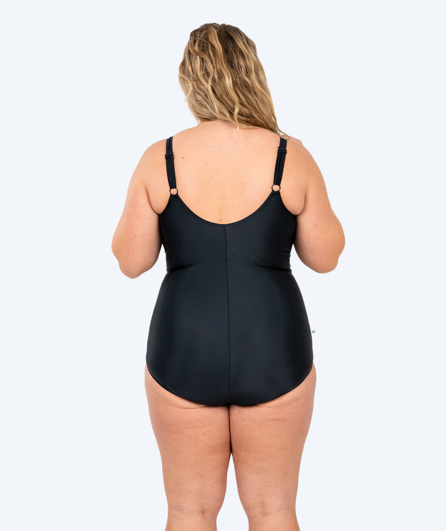 Watery swimsuit plus size for women with flowers - Vale - Black/blue