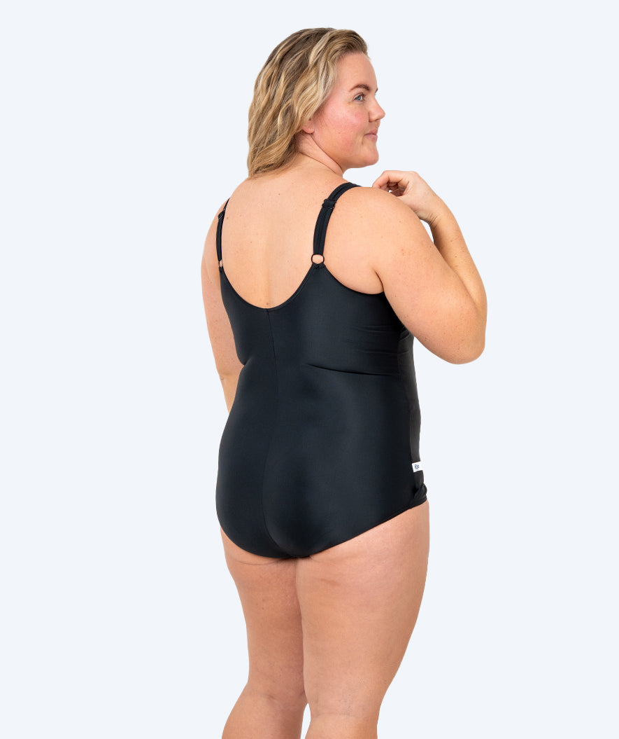 Watery swimsuit plus size for women with flowers - Vale - Black/Blue