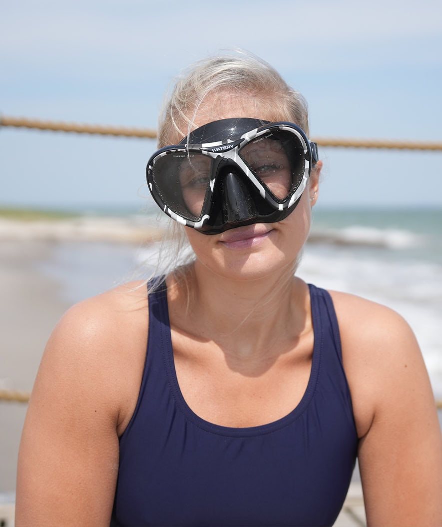 Watery diving mask for adults (from 12 years) - Rudder Camo - Clear