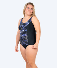 Watery swimsuit plus size for women with flowers - Vale - Black
