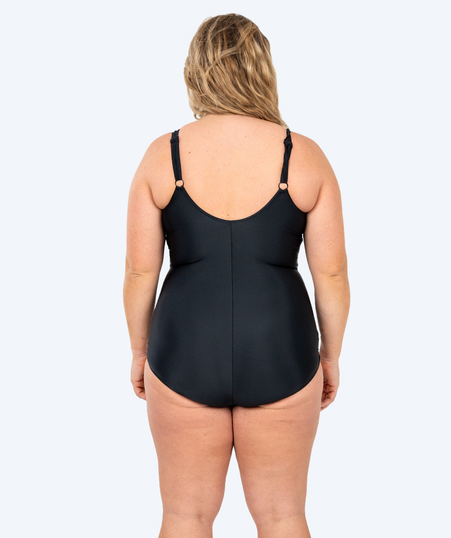 Watery swimsuit plus size for women with flowers - Vale - Black