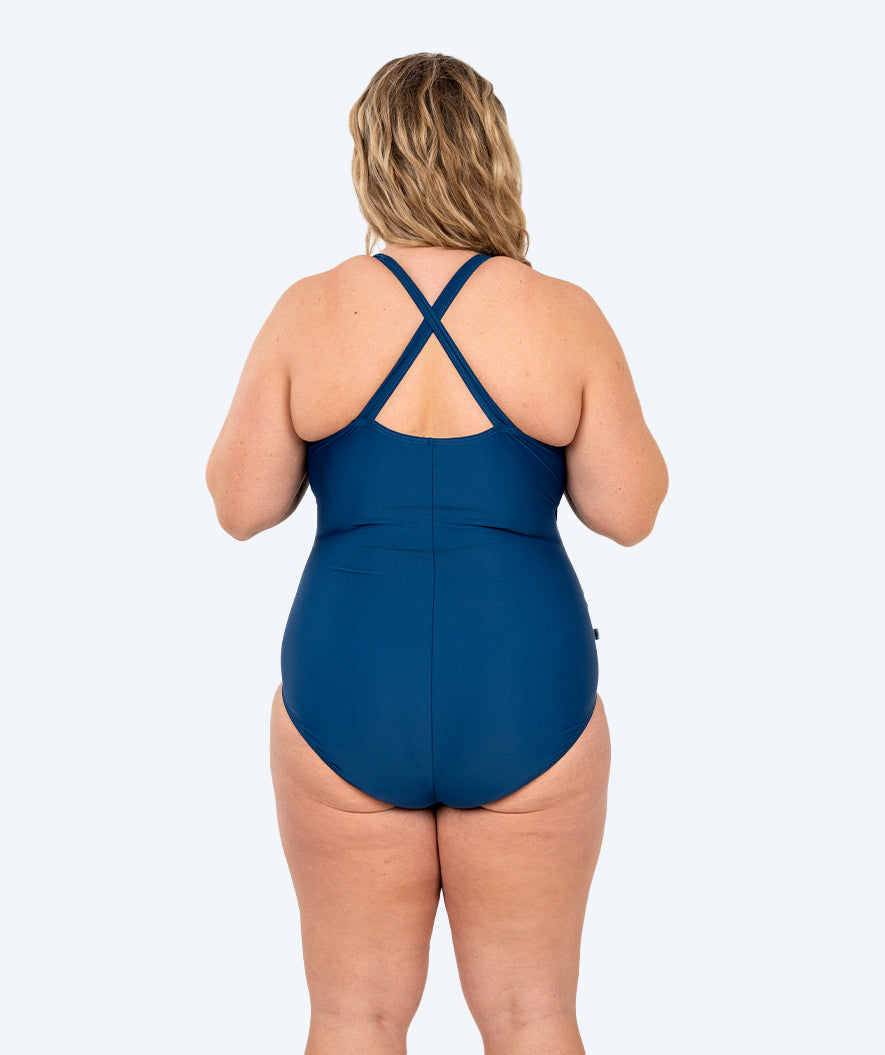 Watery swimsuit in plus size for women - Kaito - Dark blue/White