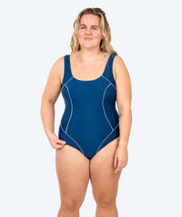 Watery swimsuit in big sizes for women - Kaito - Dark blue/white