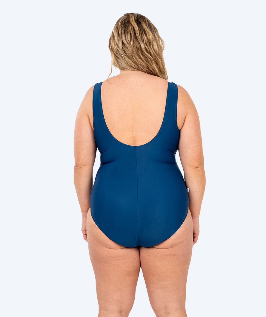 Watery swimsuit in plus size for women - Tamaya U-Back - Dark blue/White