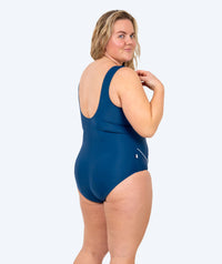 Watery swimsuit in big sizes for women - Tamaya U-Back - Dark blue/white