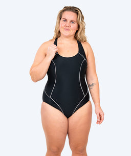 Watery swimsuit in plus size for women - Kaito - Black/White