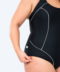 Watery swimsuit in big sizes for women - Kaito - Black/white