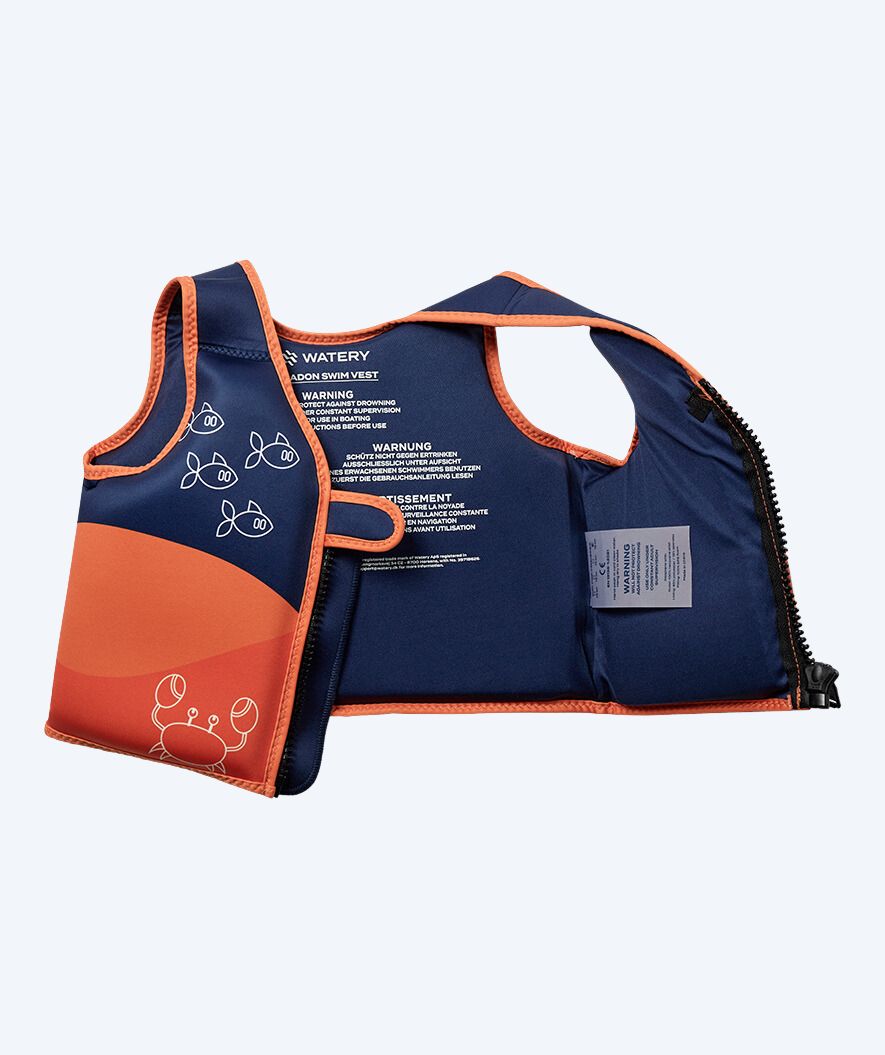 Watery swim vest for kids (1-6) - Seadon - Dark blue/orange