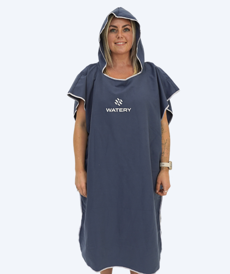 Watery bathing poncho for adults - Microfiber - Dark blue