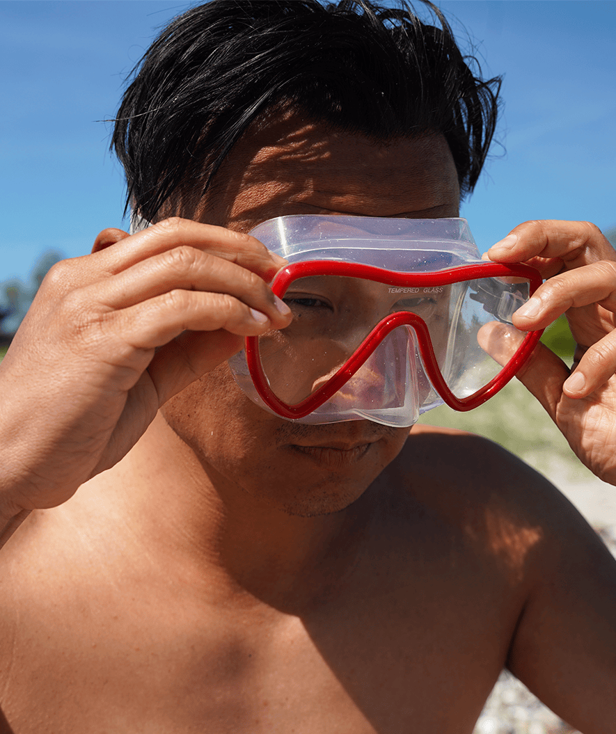 Watery diving mask for adults (from 15 years) - Fraser - Red/clear