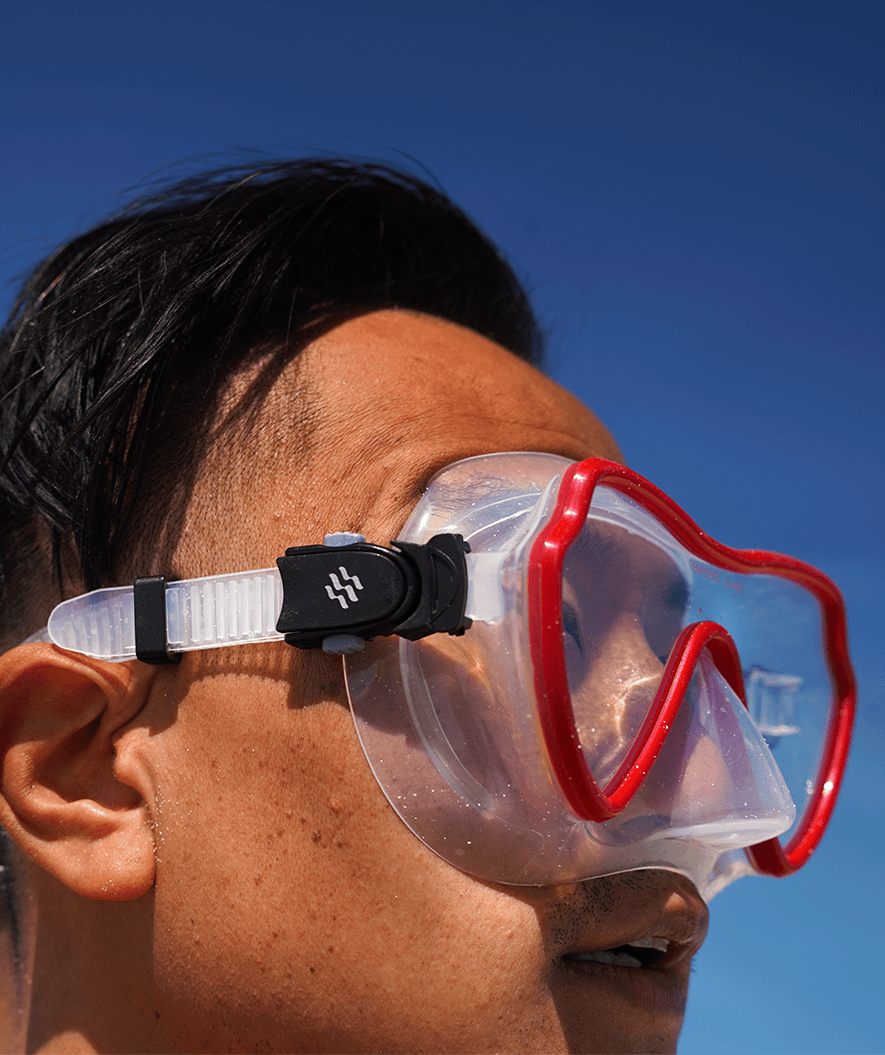Watery diving mask for adults (from 15 years) - Fraser - Red/clear