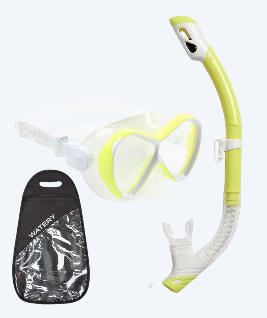 Watery Combo snorkel set for kids - Triton Full-dry - Yellow