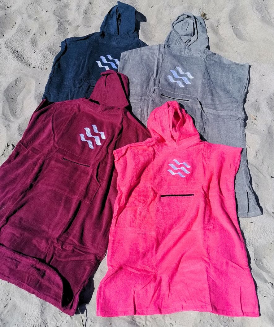 Watery bathing poncho for adults - Cotton - Purple